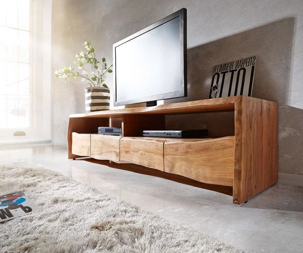 Meuble-TV Live-Edge 230 cm acacia nature massif 4 tiroirs