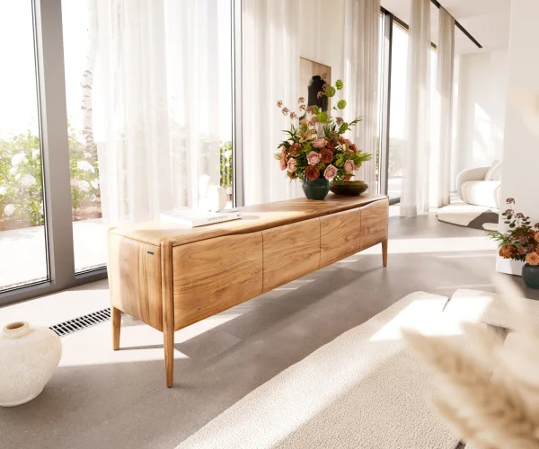 Meuble-TV Simcha 200 cm acacia naturel 4 portes