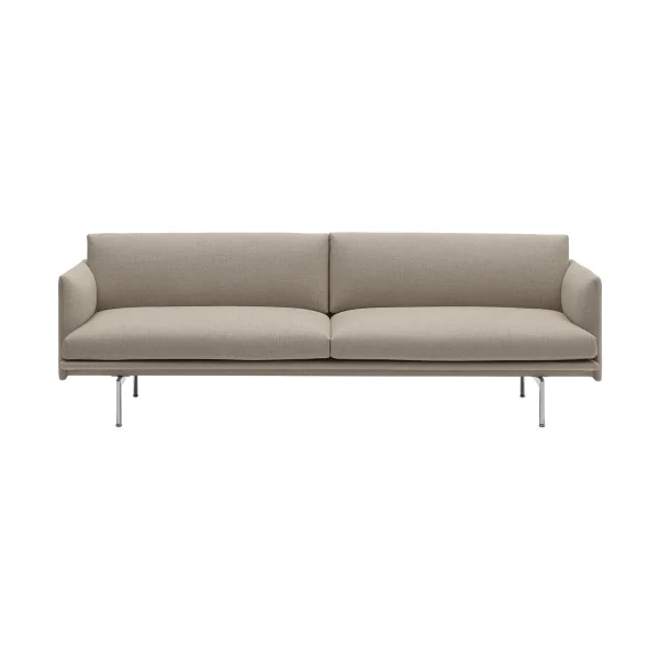 Muuto Canapé Outline 3 places tissu Ecriture 240-Polished Aluminum