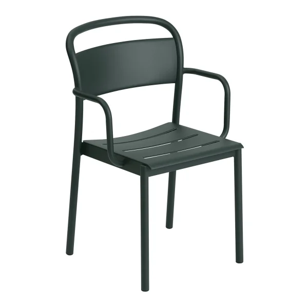 Muuto Chaise à accoudoirs Linear steel armchair Dark green