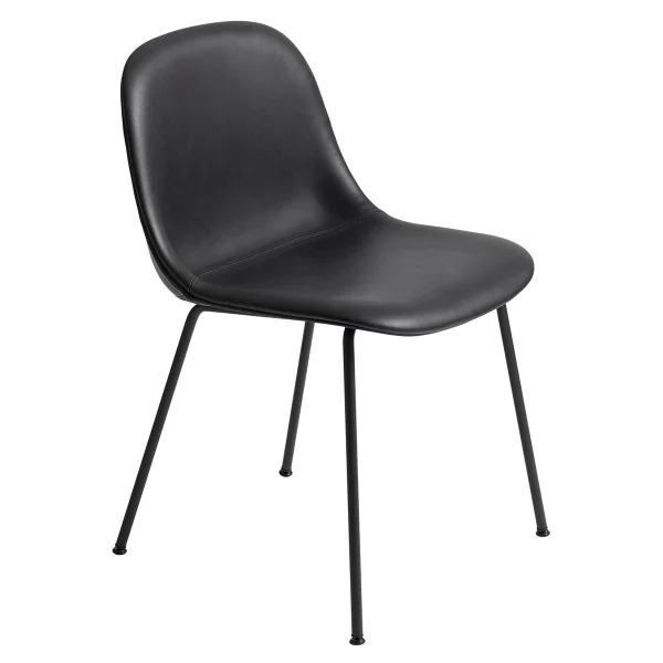 Muuto Chaise d’appoint Fiber Refine leather black-Black