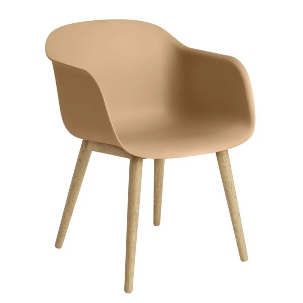 Muuto Chaise Fiber Chair avec accoudoir et pieds en bois Ocre-chêne