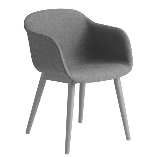 Muuto Chaise Fiber Chair avec accoudoir et pieds en bois Remix 133-gris