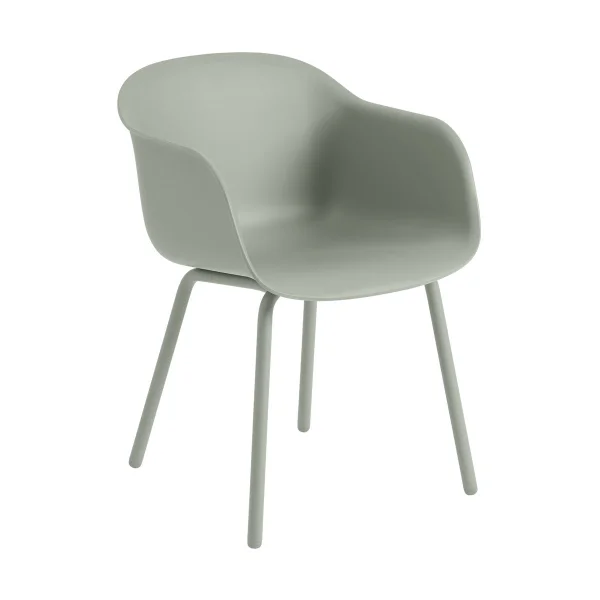 Muuto Chaise Fiber Outdoor avec pieds en acier Dusty green
