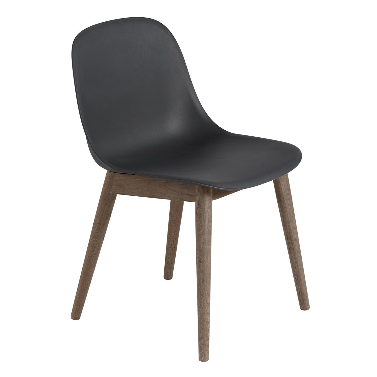 Muuto Chaise Fiber Side Chair avec pieds en bois Black-stained dark brown