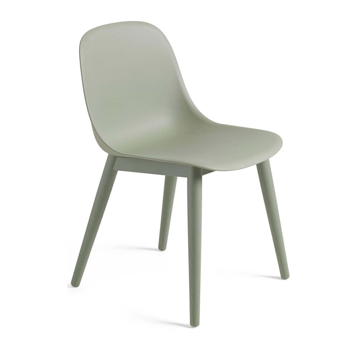 Muuto Chaise Fiber Side Chair avec pieds en bois dusty green