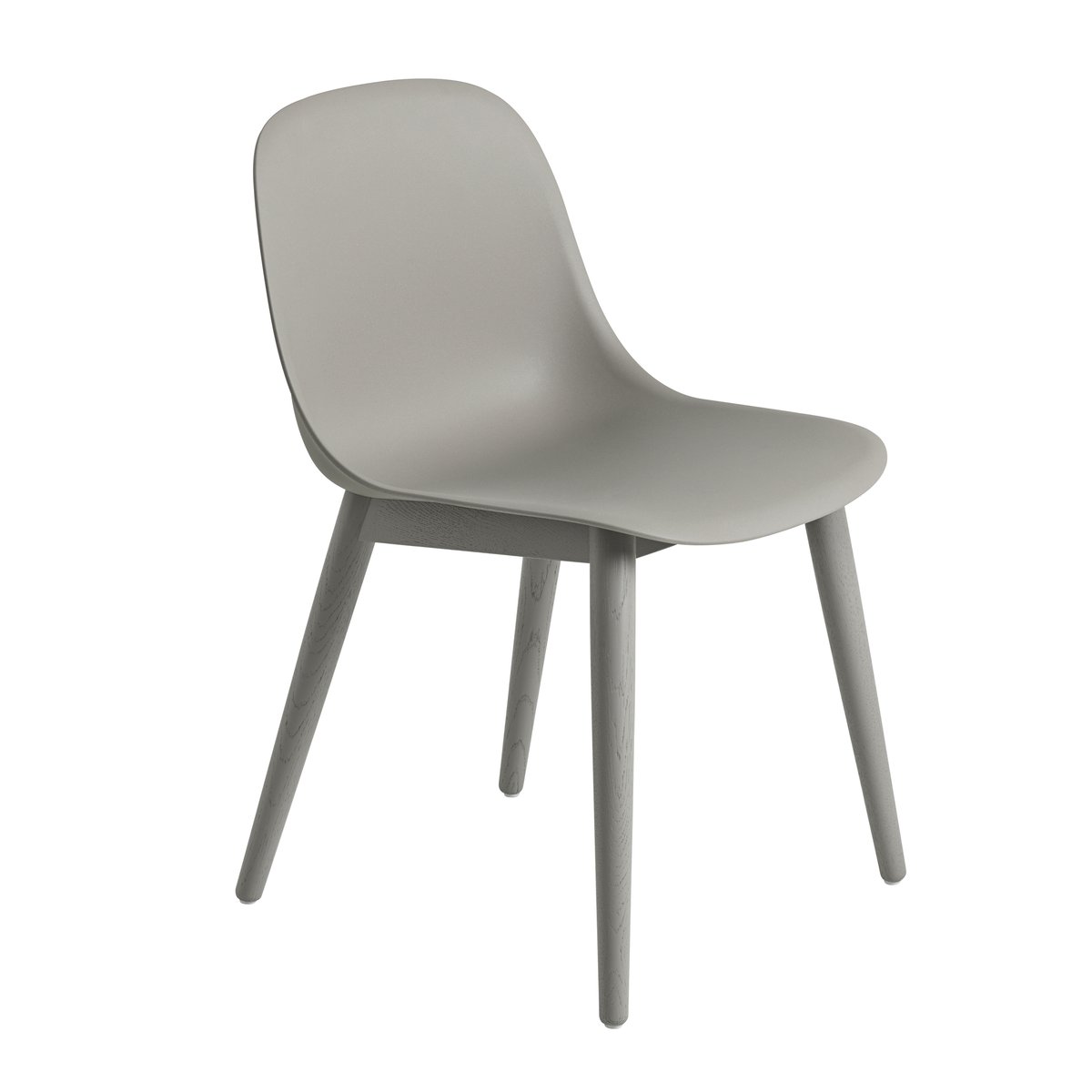 Muuto Chaise Fiber Side Chair avec pieds en bois Grey (plastic)