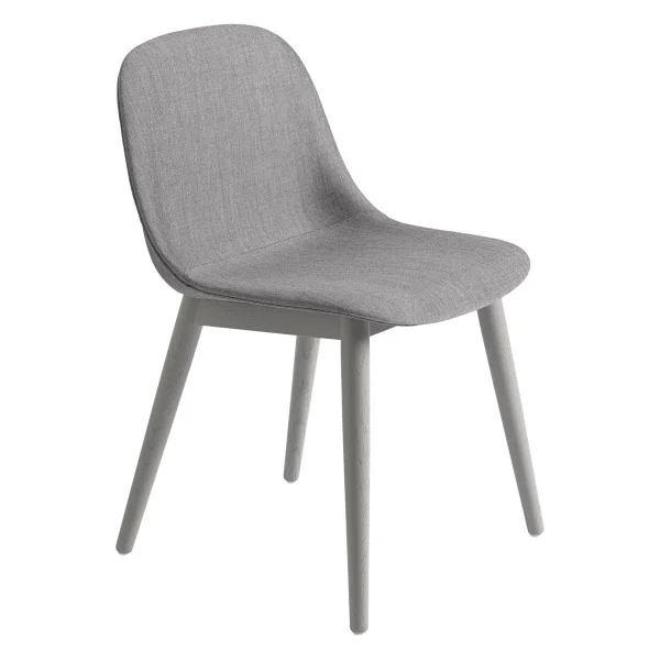 Muuto Chaise Fiber Side Chair avec pieds en bois Remix 133-gris