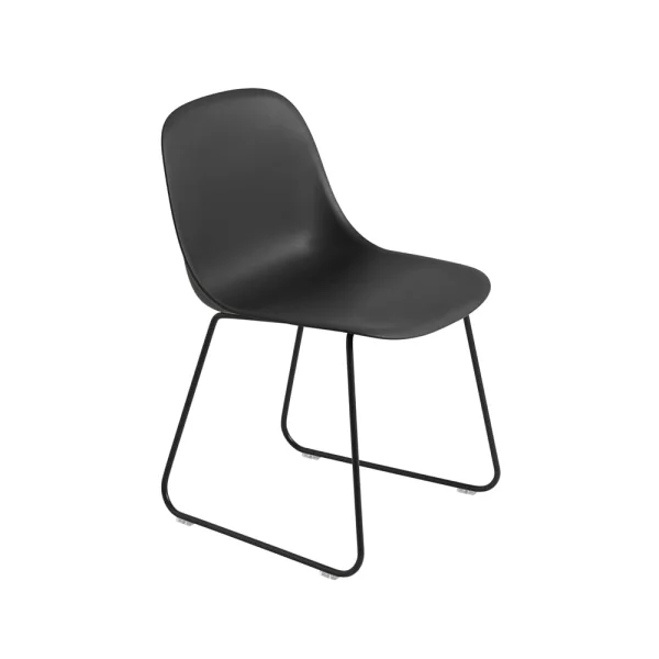 Muuto Chaise Fiber structure acier assise plastique Black-Anthracite black