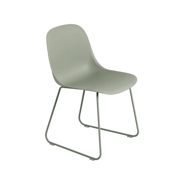 Muuto Chaise Fiber structure acier assise plastique Dusty green-Green