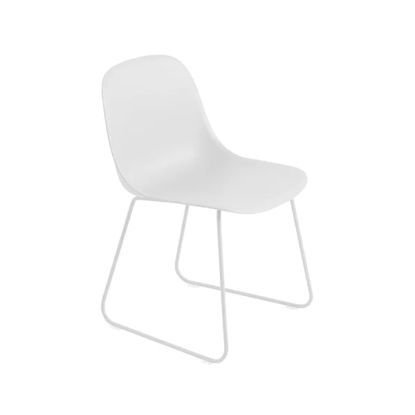 Muuto Chaise Fiber structure acier assise plastique Natural white-White