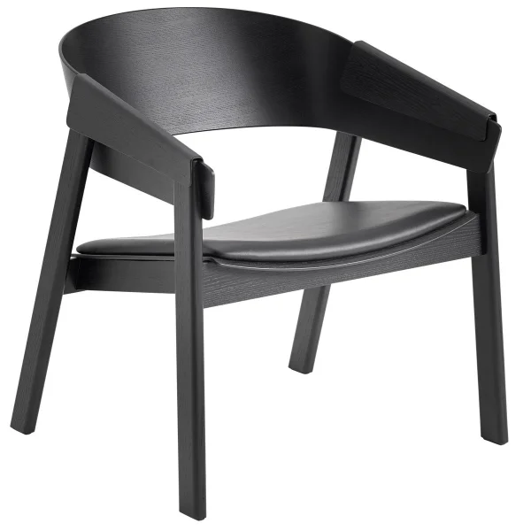 Muuto Chaise lounge Cover cuir Noir-noir