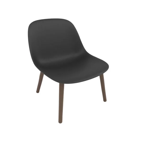 Muuto Chaise lounge Fiber wood base black, pieds lasurés marron foncé