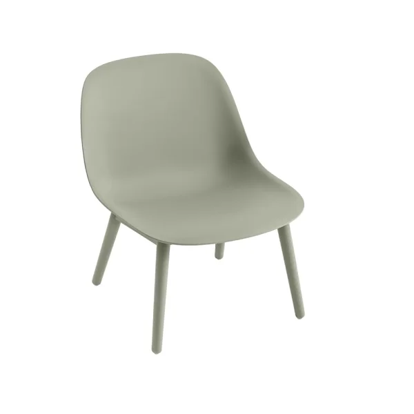 Muuto Chaise lounge Fiber wood base dusty green, pieds dusty green