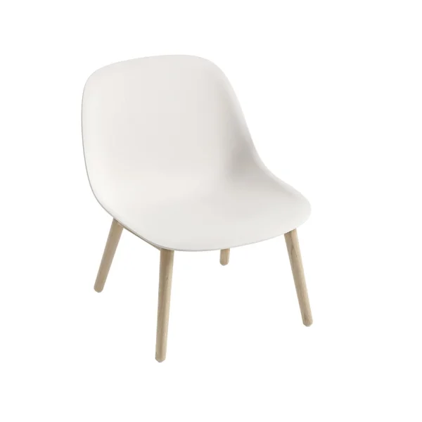 Muuto Chaise lounge Fiber wood base natural white, pieds en chêne