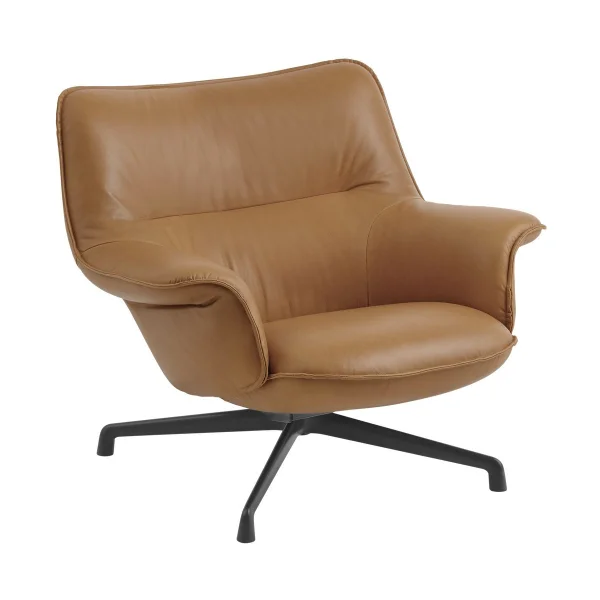 Muuto Fauteuil bas Doze base pivotante Refine leather cognac-black