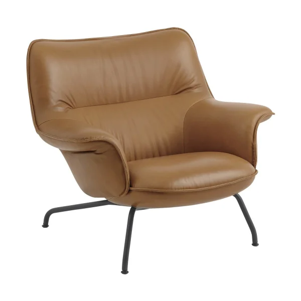 Muuto Fauteuil bas Doze Refine leather cognac-black