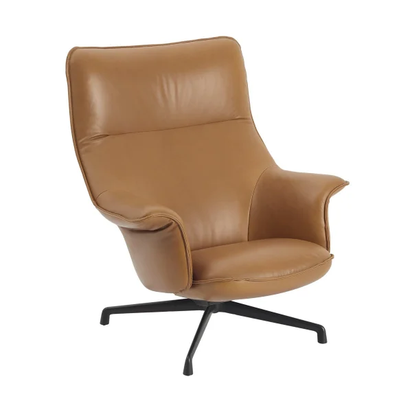 Muuto Fauteuil Doze swivel base Refine leather cognac-black