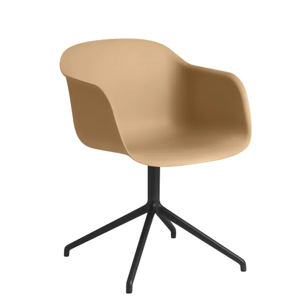 Muuto Fiber armchair avec base pivotante ocre-noir