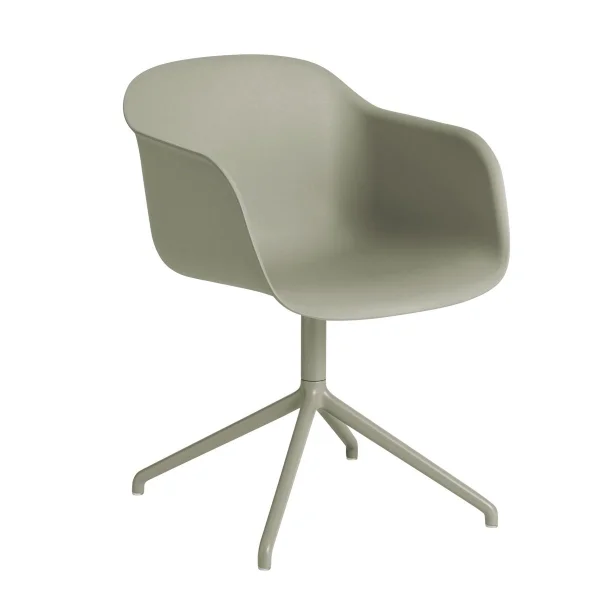 Muuto Fiber armchair avec base pivotante vert poudreux