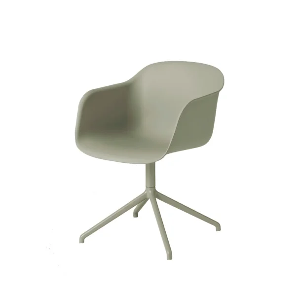 Muuto Fiber armchair chaise de bureau avec base pivotante dusty green, structure verte