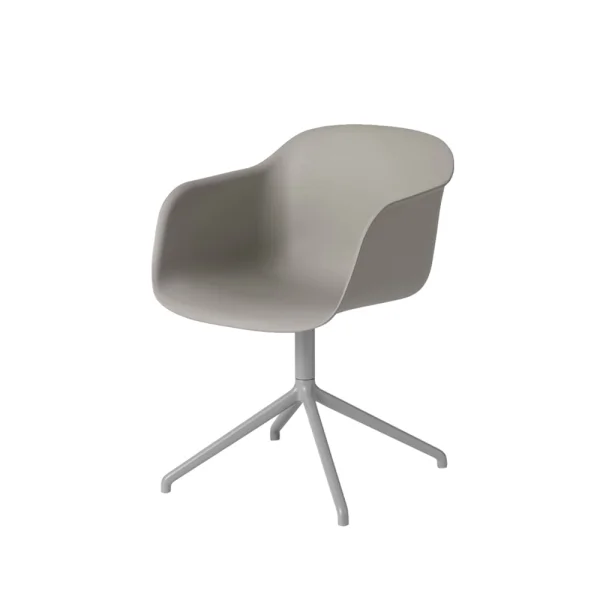 Muuto Fiber armchair chaise de bureau avec base pivotante grey, structure grise