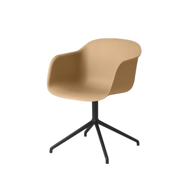 Muuto Fiber armchair chaise de bureau avec base pivotante Ochre-anthracite black