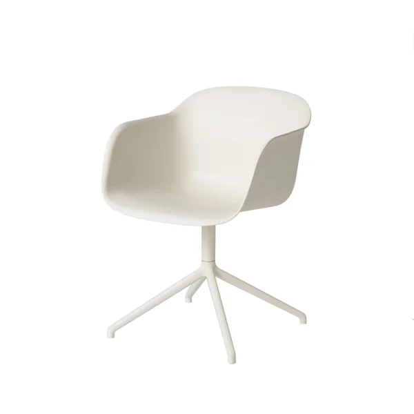 Muuto Fiber armchair chaise de bureau avec base pivotante white, structure blanche