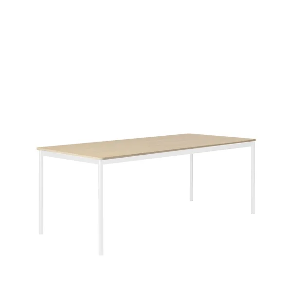 Muuto Table à manger Base oak, structure blanche, bord en contreplaqué, 190x85 cm