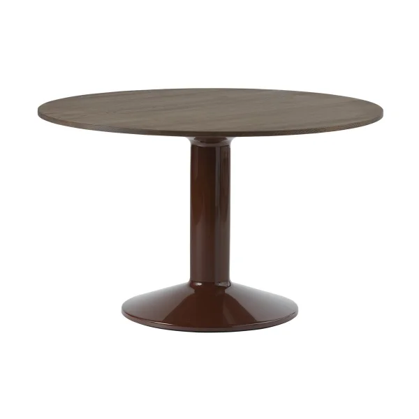 Muuto Table à pied central Midst Ø120 cm Dark Oiled Oak-Dark Red