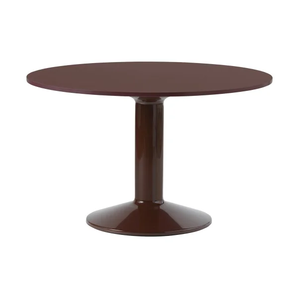 Muuto Table à pied central Midst Ø120 cm Dark Red Linoleum-Dark Red