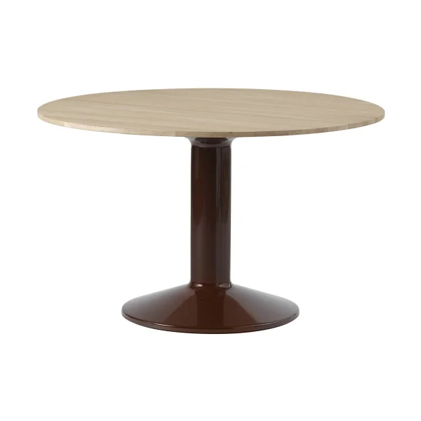 Muuto Table à pied central Midst Ø120 cm Oiled Oak-Dark Red