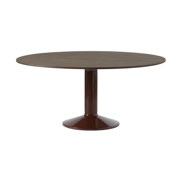 Muuto Table à pied central Midst Ø160 cm Dark Oiled Oak-Dark Red