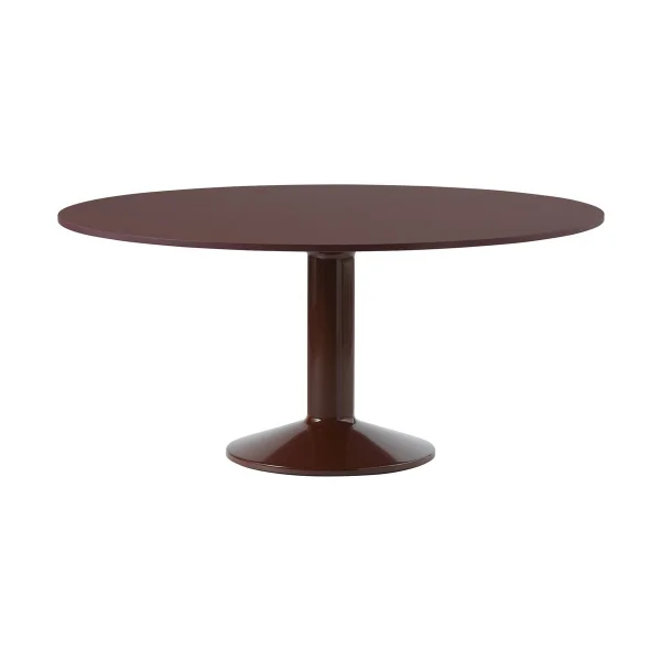 Muuto Table à pied central Midst Ø160 cm Dark Red Linoleum-Dark Red