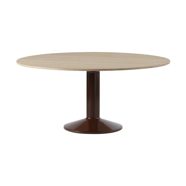 Muuto Table à pied central Midst Ø160 cm Oiled Oak-Dark Red