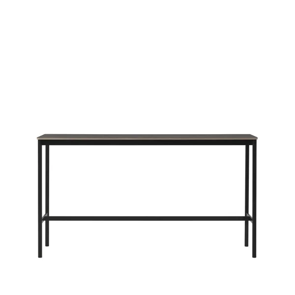 Muuto Table de bar Base High black linoleum, structure noire, bord en contreplaqué, l50 L190 H105