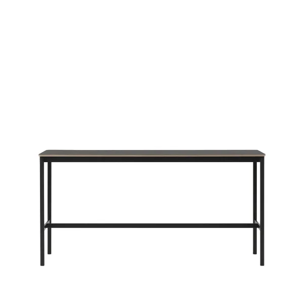 Muuto Table de bar Base High black linoleum, structure noire, bord en contreplaqué, l50 L190 H95