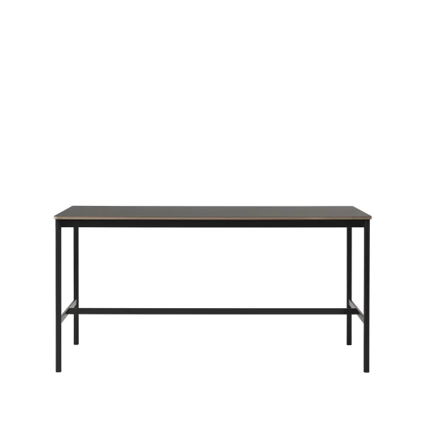 Muuto Table de bar Base High black linoleum, structure noire, bord en contreplaqué, l85 L190 H95