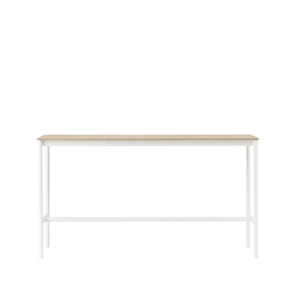 Muuto Table de bar Base High oak, structure blanche, bord en contreplaqué, l50 L190 H105