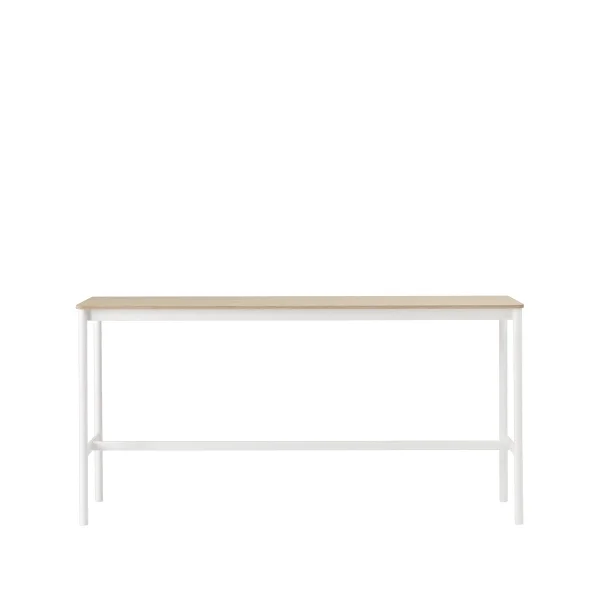 Muuto Table de bar Base High oak, structure blanche, bord en contreplaqué, l50 L190 H95