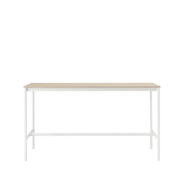 Muuto Table de bar Base High oak, structure blanche, bord en contreplaqué, l85 L190 H105