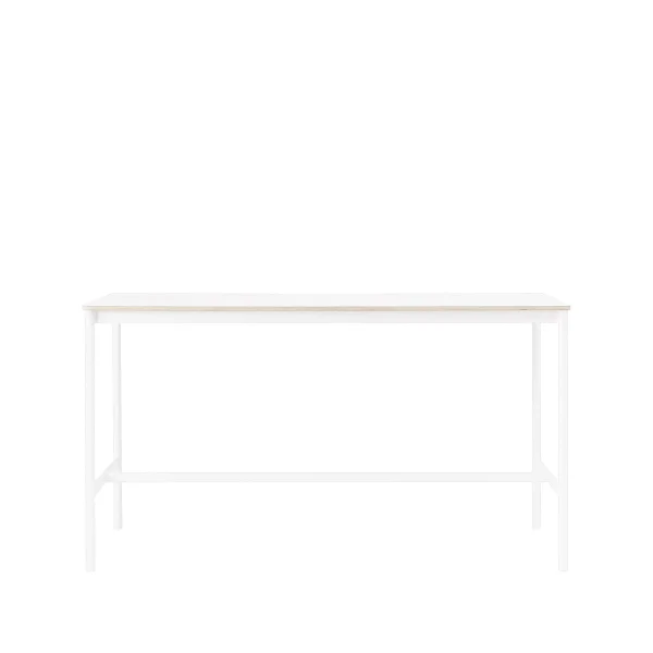 Muuto Table de bar Base High white laminate, structure blanche, bord en contreplaqué, l85 L190 H105