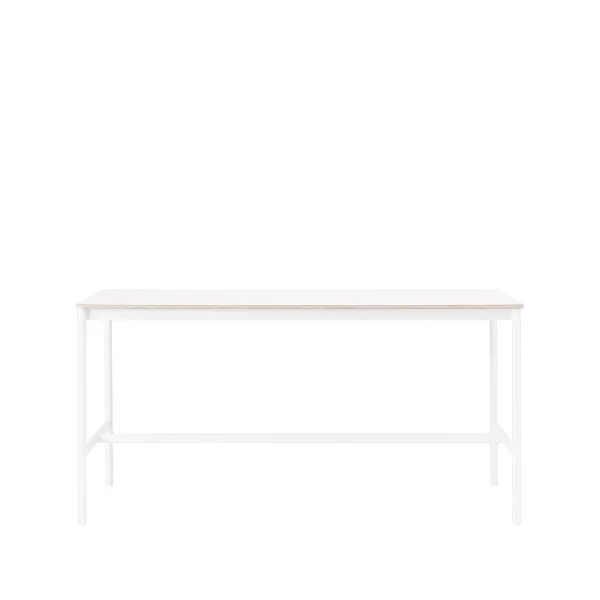 Muuto Table de bar Base High white laminate, structure blanche, bord en contreplaqué, l85 L190 H95