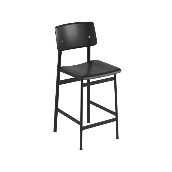 Muuto Tabouret de bar Loft black, bas, structure en acier noir