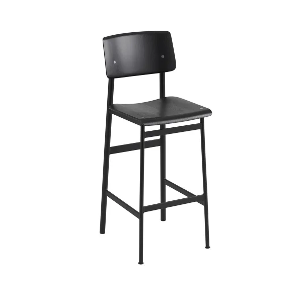 Muuto Tabouret de bar Loft black, haut, structure en acier noir