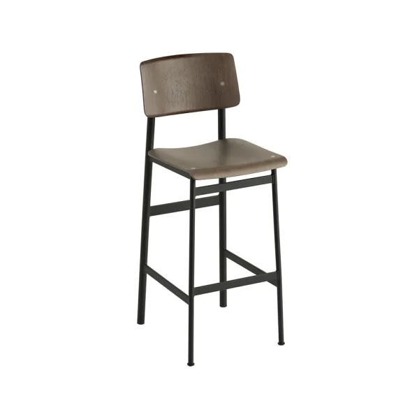 Muuto Tabouret de bar Loft stained dark brown, haut, structure en acier noir