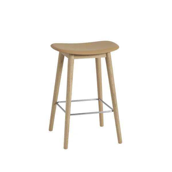 Muuto Tabouret Fiber counter 65 cm ochre, pieds en chêne