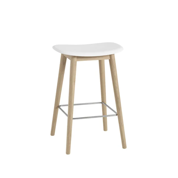 Muuto Tabouret Fiber counter 65 cm white, pieds en chêne