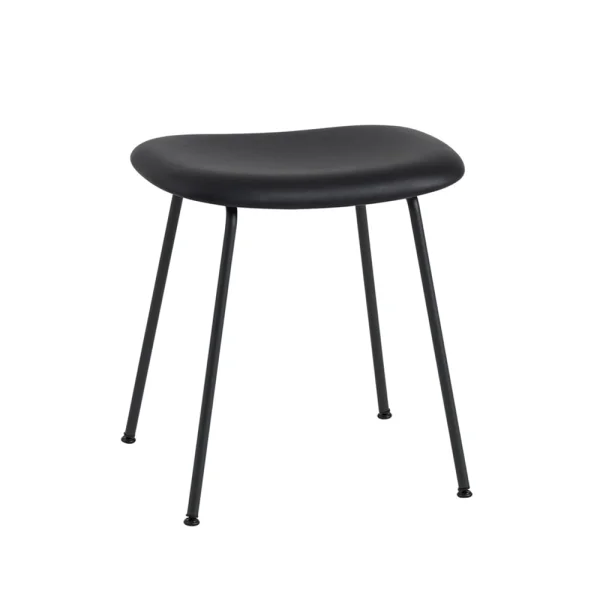 Muuto Tabouret Fiber cuir black, structure en acier noir