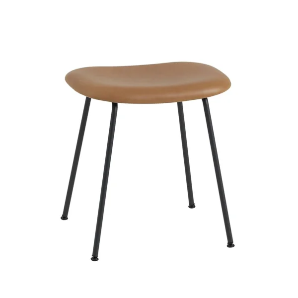 Muuto Tabouret Fiber cuir cognac, structure en acier noir